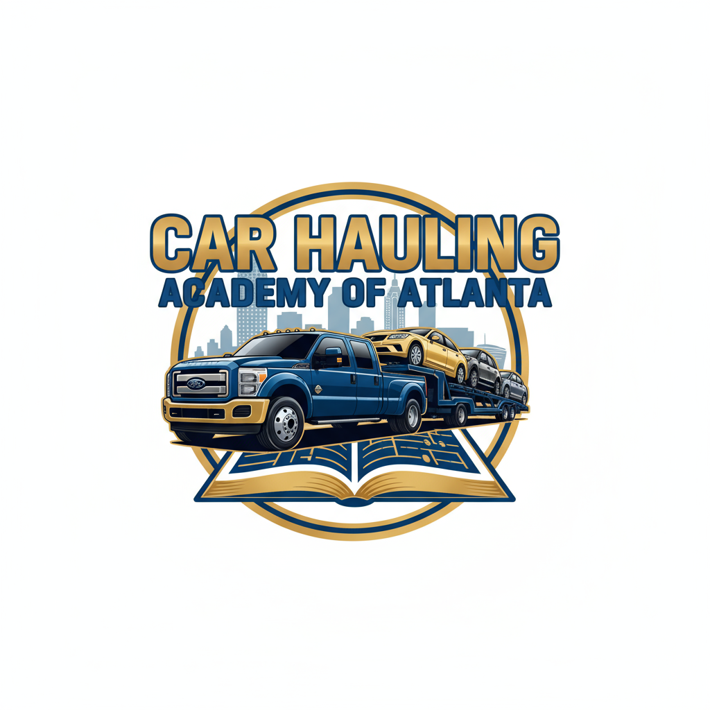 Car Hauling Academy Logo with Book Concept 1