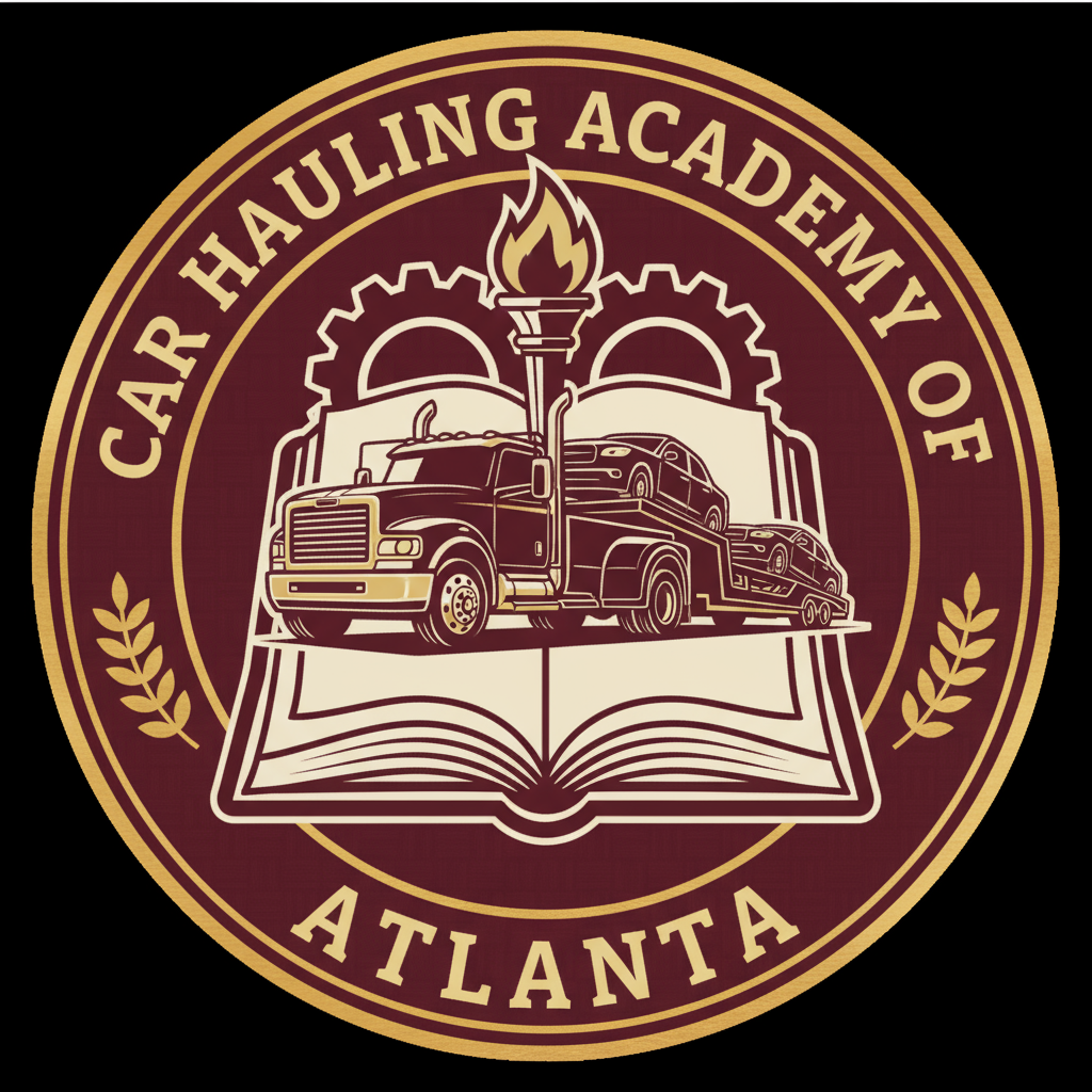 Car Hauling Academy Logo with Book Concept 4